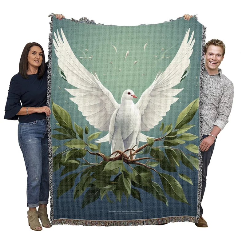 Peace Themed Background With Doves Woven Blanket
