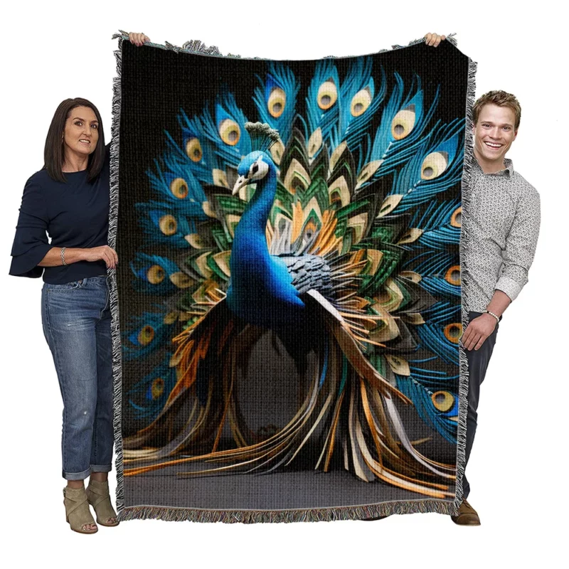 Peacock Regal Plume Woven Blanket