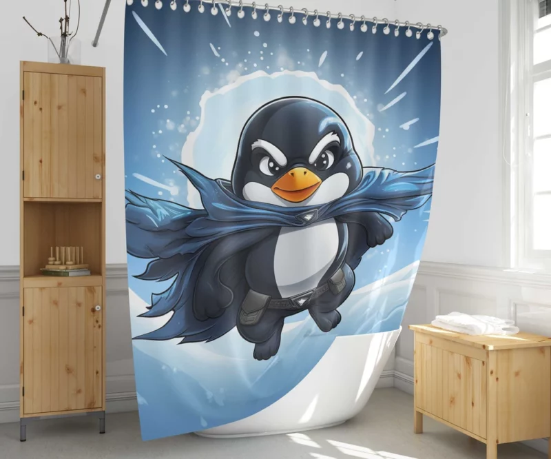 Penguin T-Shirt Graphics Shower Curtain 1