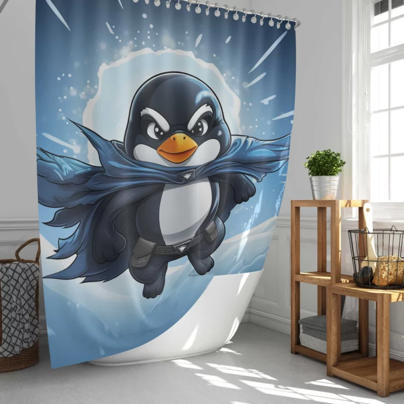 Penguin T-Shirt Graphics Shower Curtain