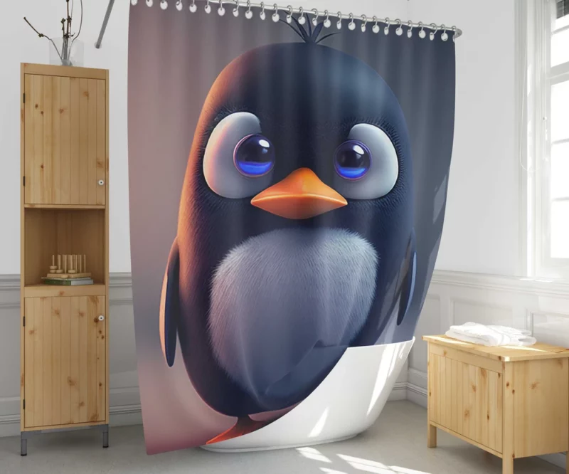 Penguin With Blue Eye Shower Curtain 1