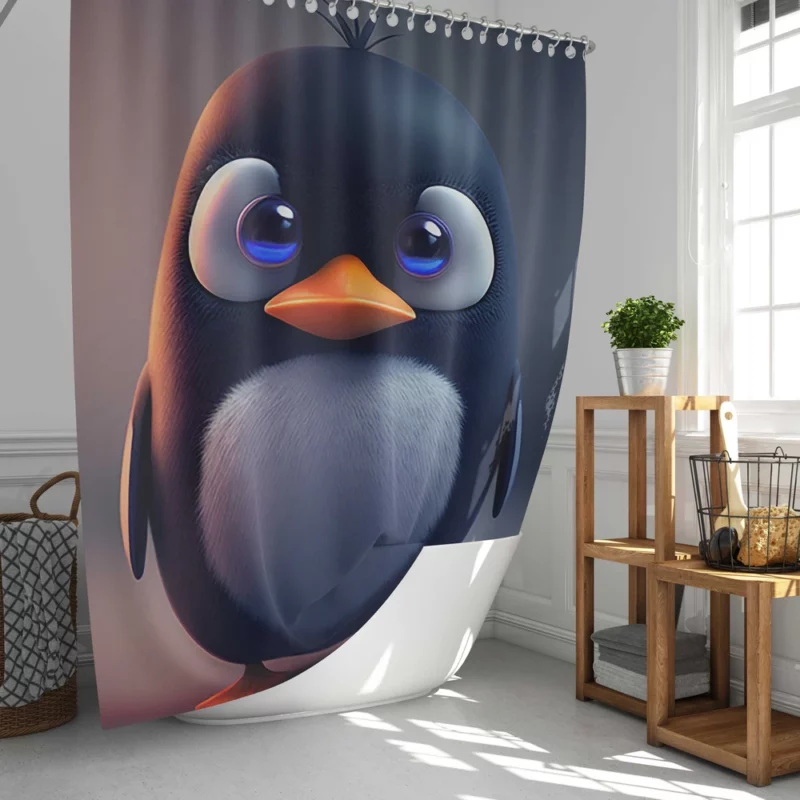 Penguin With Blue Eye Shower Curtain