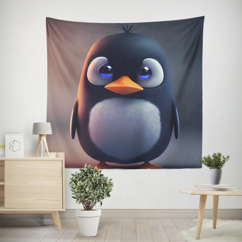 Penguin With Blue Eye Wall Tapestry