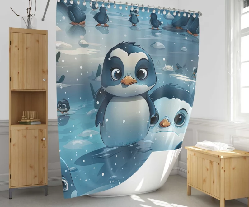 Penguin With Label Shower Curtain 1