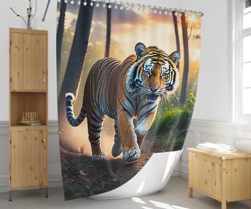 Photographic Bengal Tiger Mid-run Shower Curtain 1