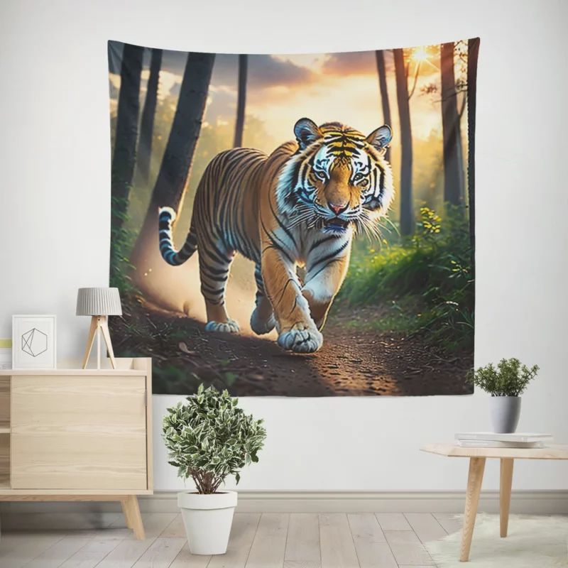 Photographic Bengal Tiger Mid-run Wall Tapestry