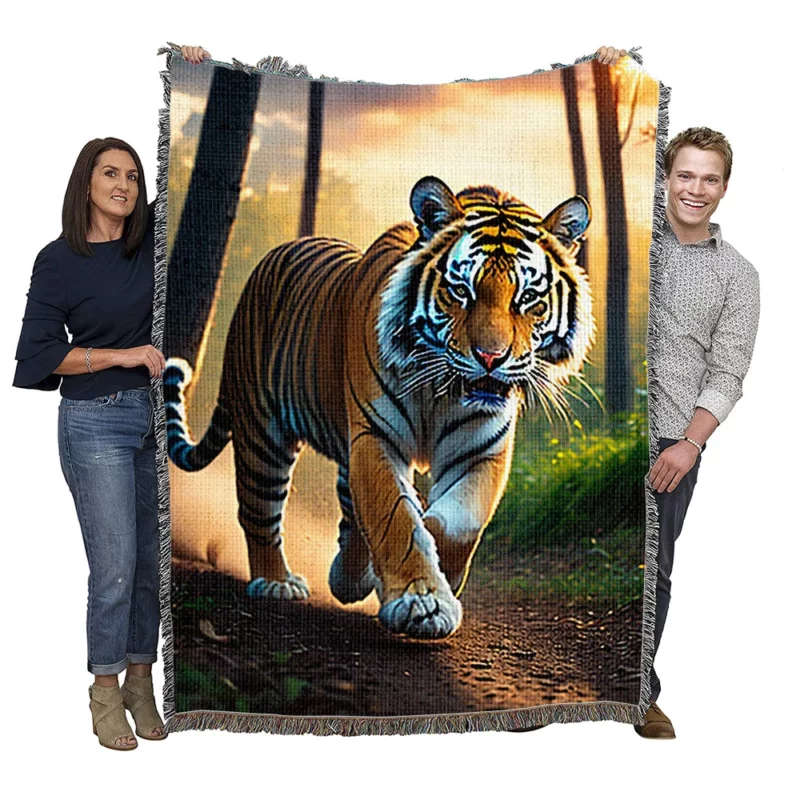 Photographic Bengal Tiger Mid-run Woven Blanket
