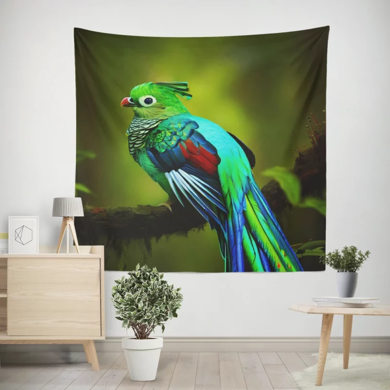 Photorealistic Quetzal A Parrot Beauty Wall Tapestry