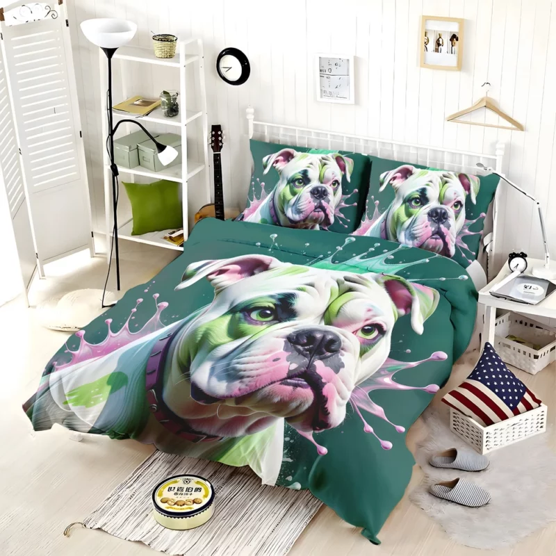 Playful American Bulldog Spirit Dog Energy Bedding Set