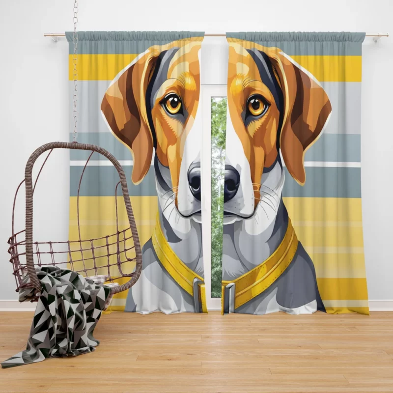 Playful American Foxhound Spirit Dog Joy Curtain