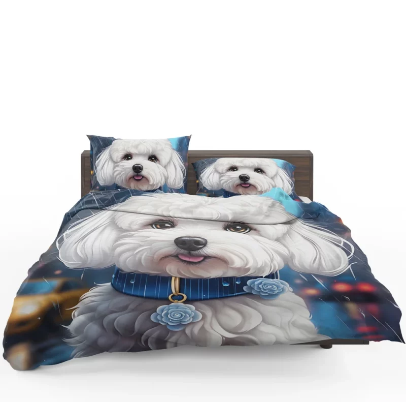 Playful Bichon Frise Dog Enthusiast Bedding Set 1