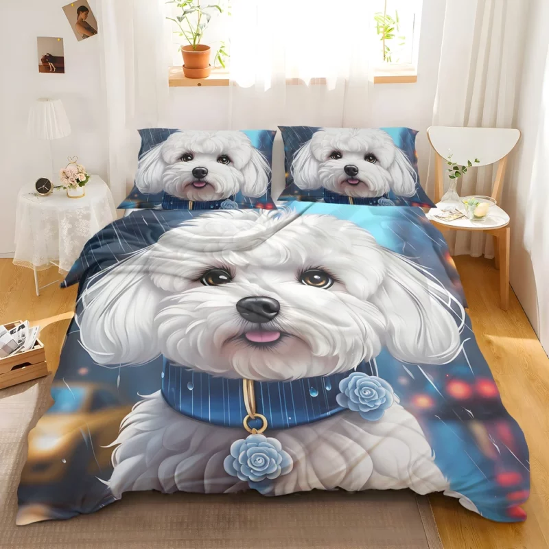 Playful Bichon Frise Dog Enthusiast Bedding Set 2