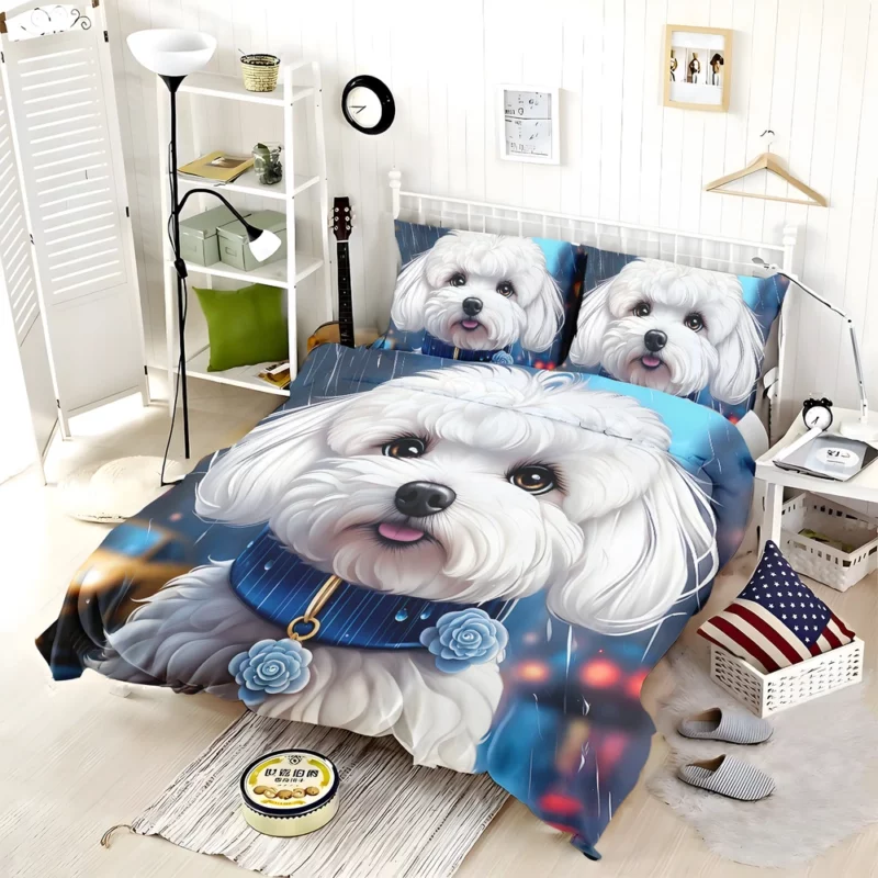 Playful Bichon Frise Dog Enthusiast Bedding Set