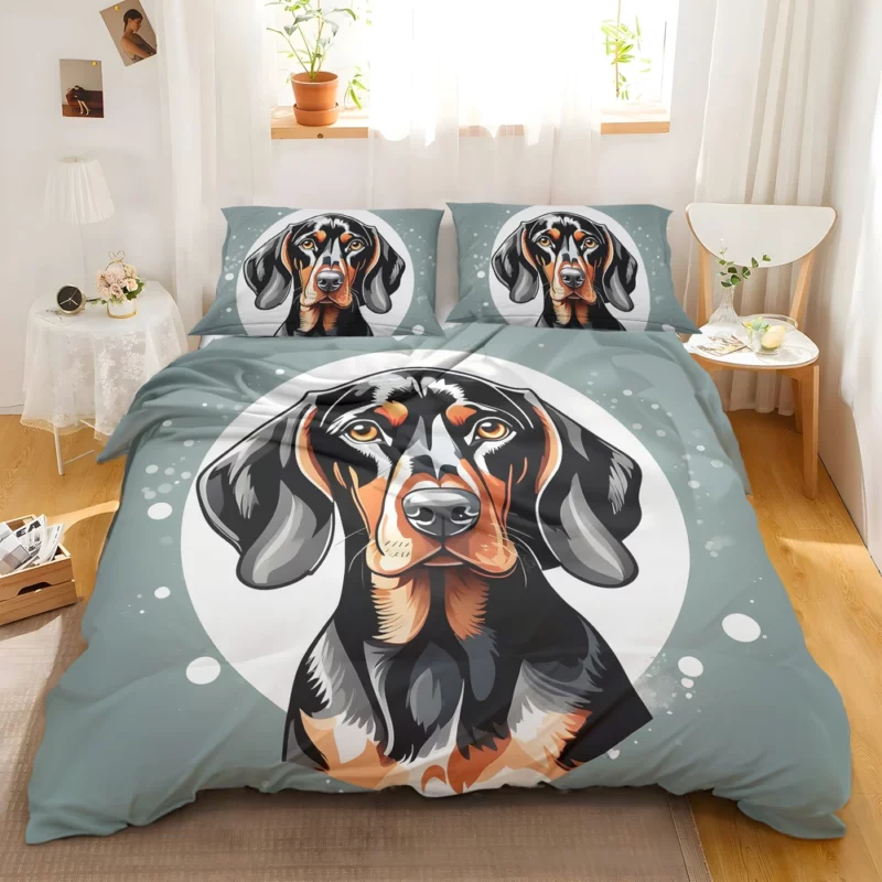 Playful Black and Tan Coonhound Dog Enthusiast Bedding Set 2