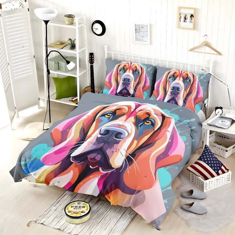 Playful Bloodhound Dog Enthusiast Bedding Set