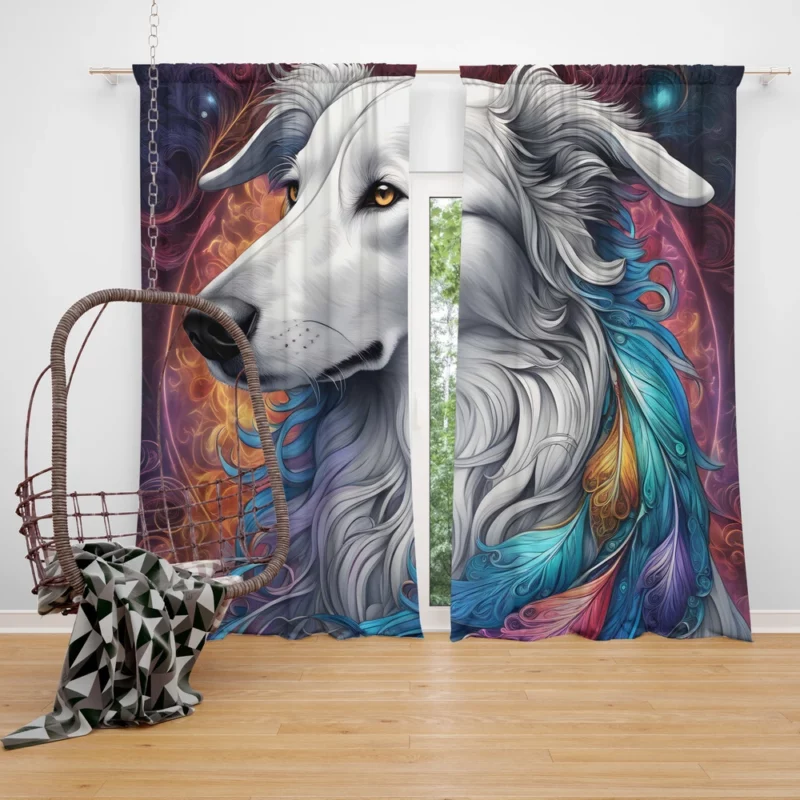 Playful Borzoi Dog Charmer Curtain