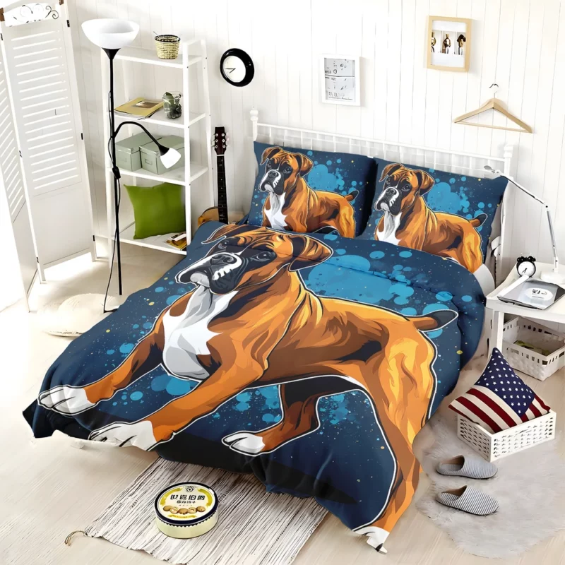 Playful Boxer Dog Energetic Athlete Bedding Set