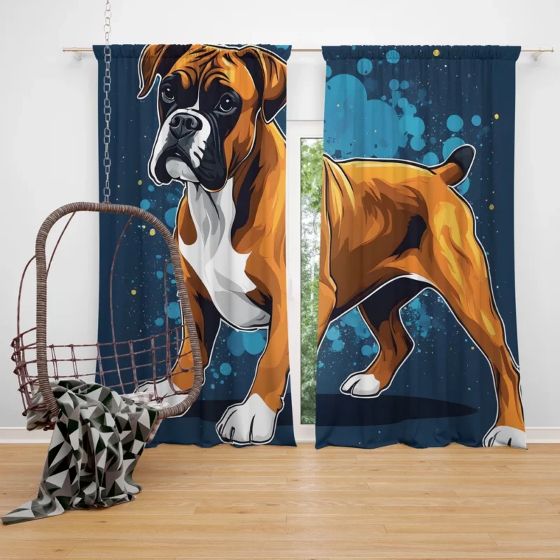 Playful Boxer Dog Energetic Athlete Curtain