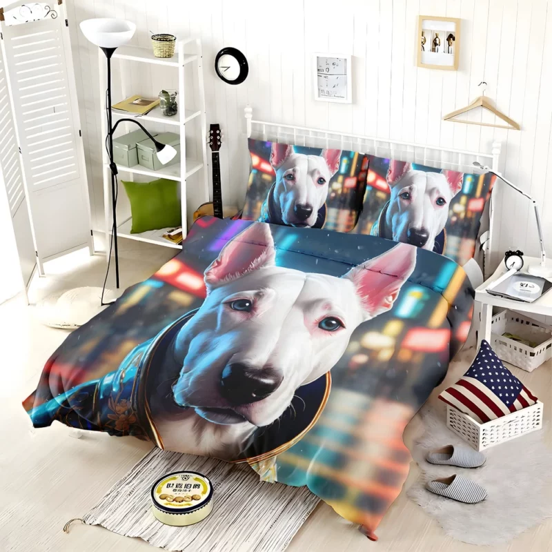 Playful Bull Terrier Dog Enthusiast Bedding Set