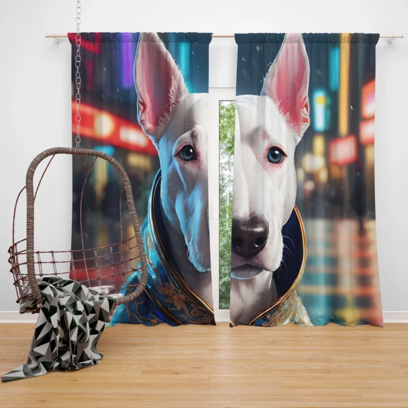 Playful Bull Terrier Dog Enthusiast Curtain