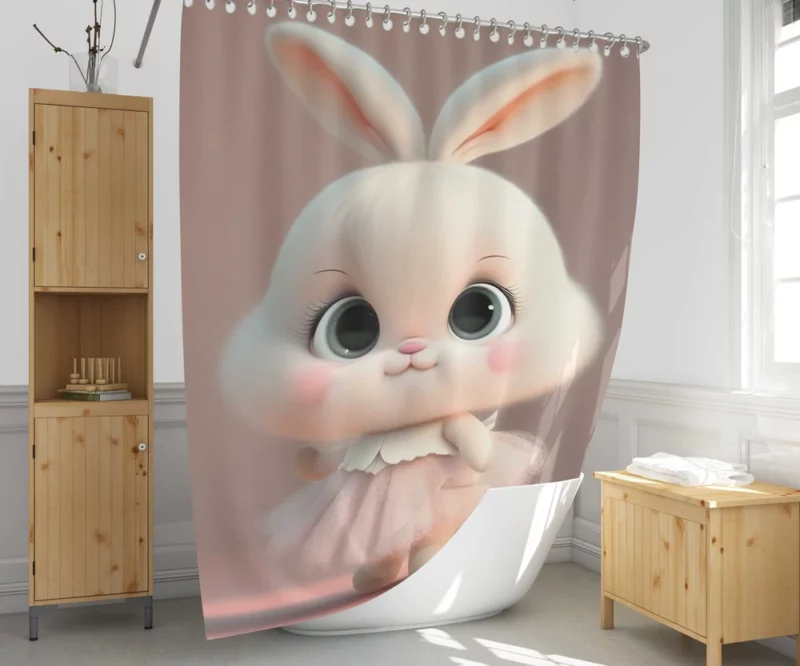 Playful Cartoon Bunny Shower Curtain 1