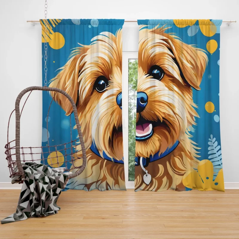 Playful Charm Teen Norfolk Terrier Joy Curtain