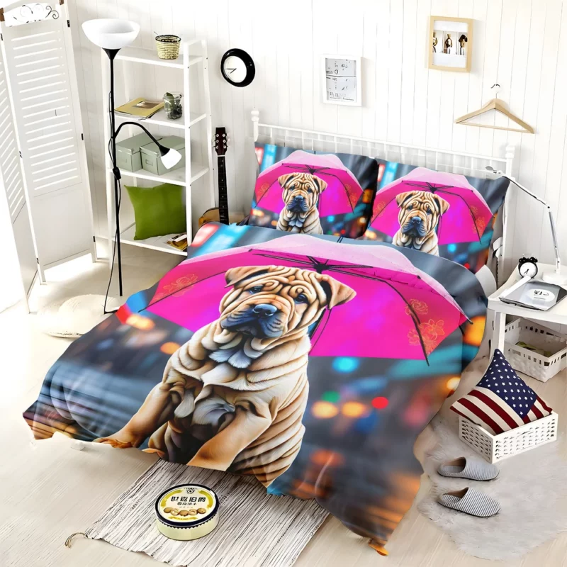 Playful Chinese Shar-Pei Teen Joyful Sidekick Bedding Set