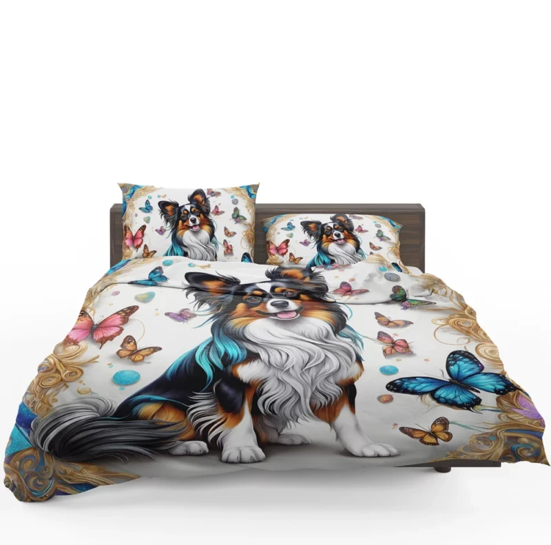 Playful Papillon Elegant Dog Charm Bedding Set 1