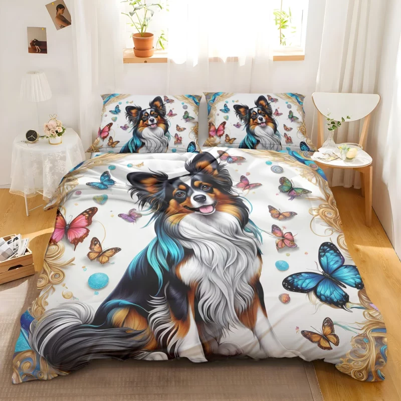 Playful Papillon Elegant Dog Charm Bedding Set 2