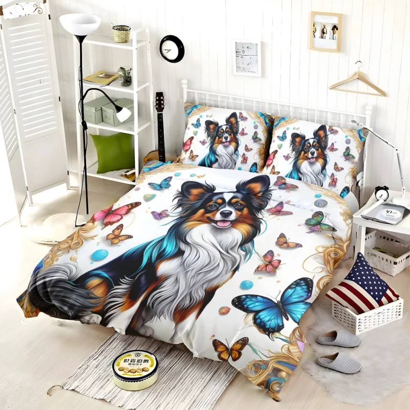 Playful Papillon Elegant Dog Charm Bedding Set