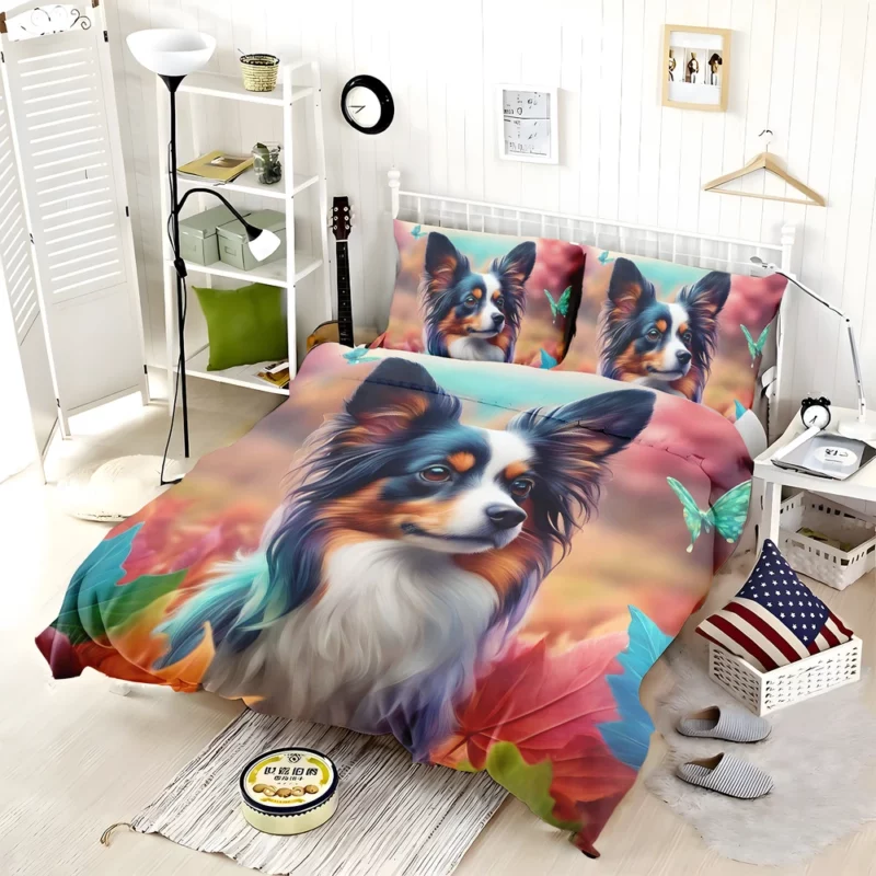 Playful Papillon Lively Dog Friend Bedding Set