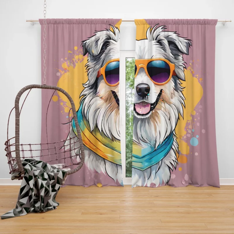 Playful Partner Pyrenean Shepherd Dog Friend Curtain