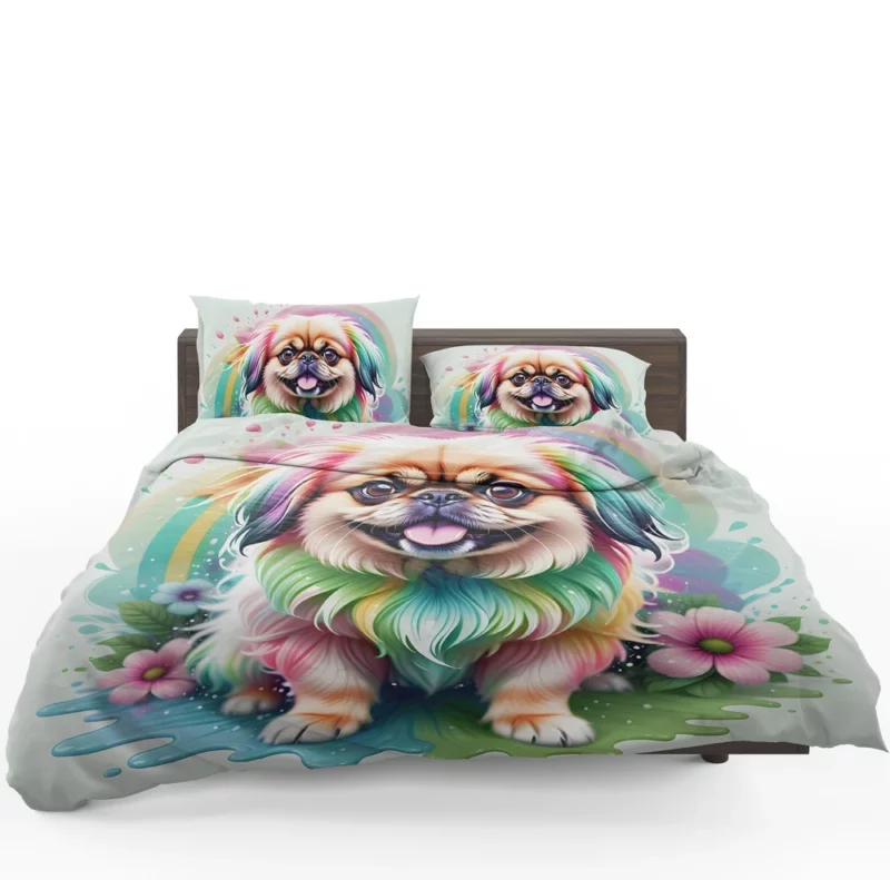 Playful Pekingese Loyal Dog Friend Bedding Set 1