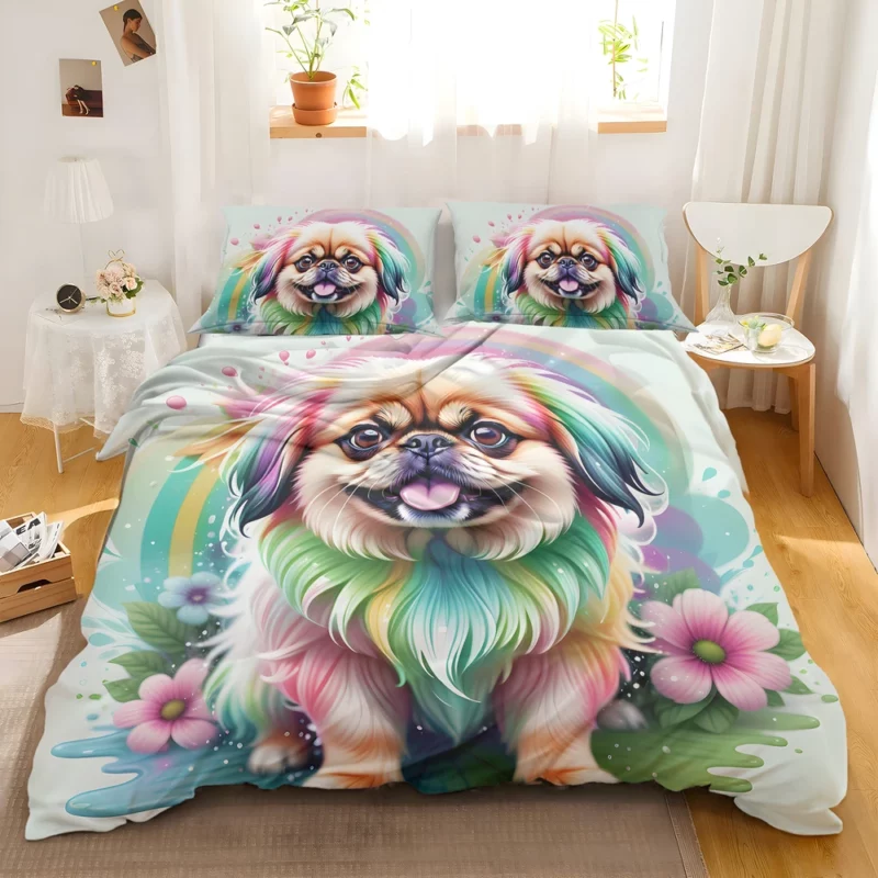 Playful Pekingese Loyal Dog Friend Bedding Set 2