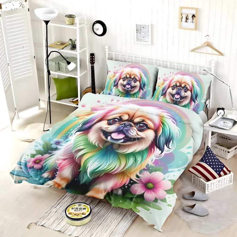 Playful Pekingese Loyal Dog Friend Bedding Set