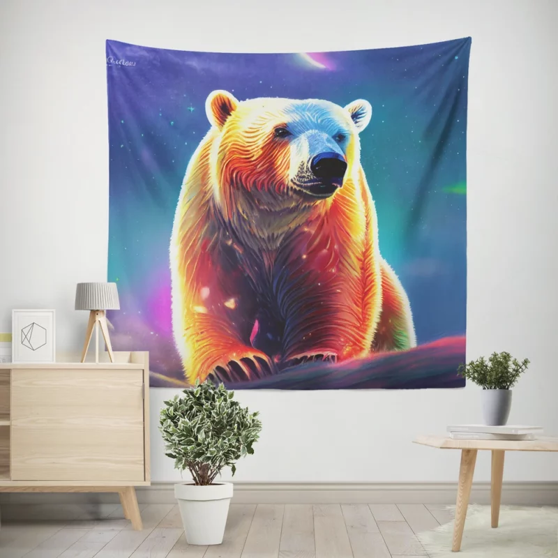 Playful Polar Bear Cub Wall Tapestry