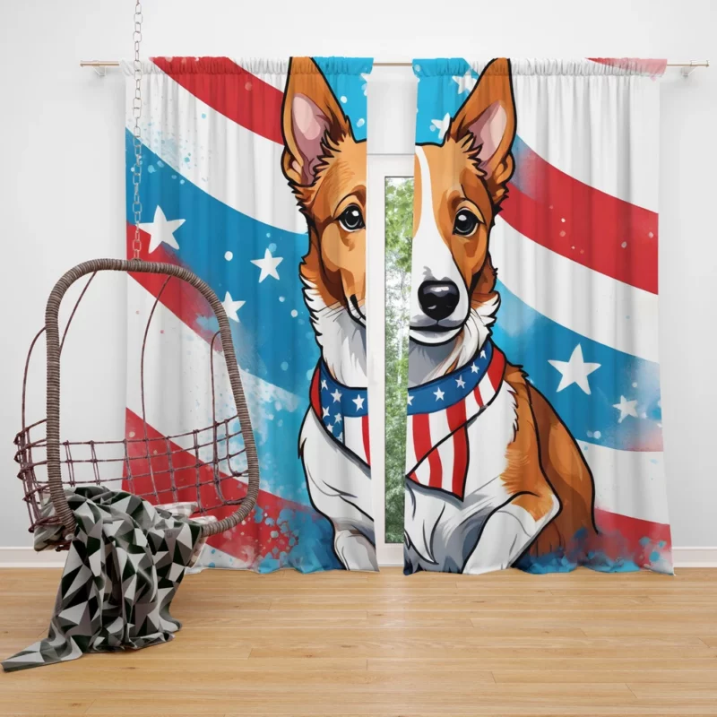 Playful Portuguese Podengo Devoted Dog Companion Curtain