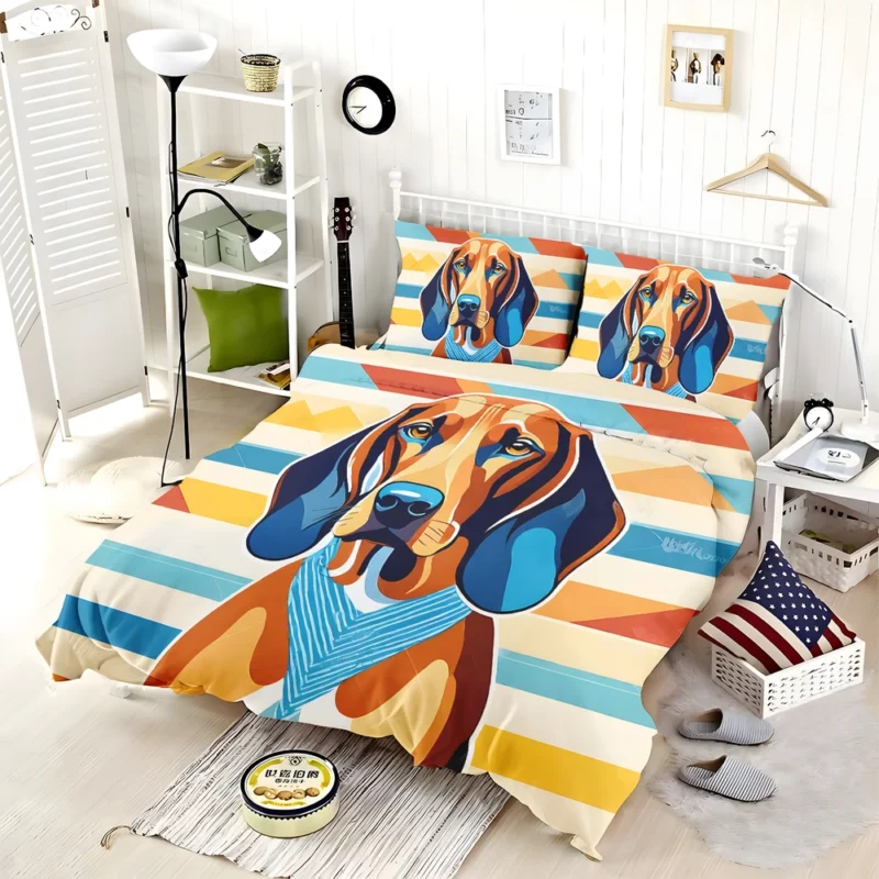 Playful Redbone Coonhound Loyal Dog Companion Bedding Set