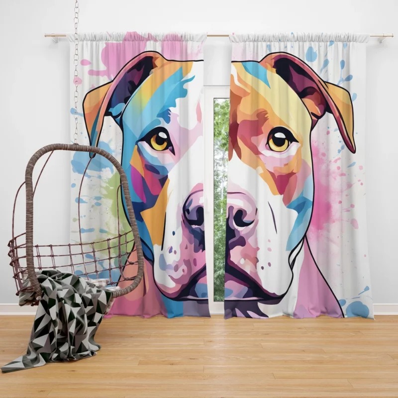 Playful Spirit American Staffordshire Terrier Dog Curtain