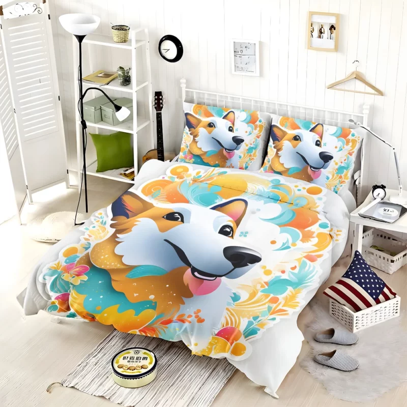 Playful Welsh Corgi Duo Loyal Dog Bedding Set