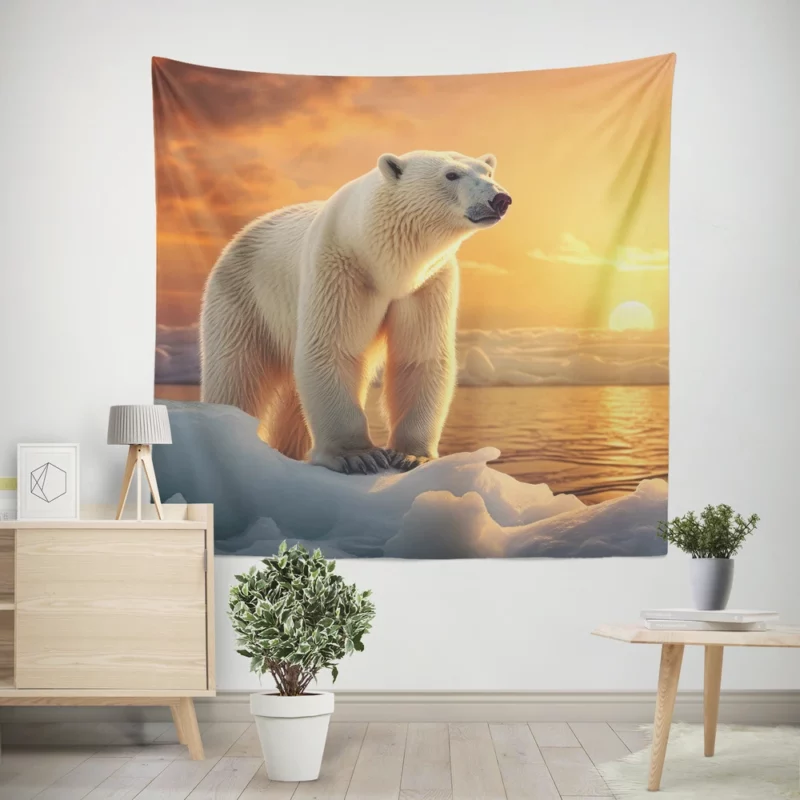 Polar Bear Portrait Wall Tapestry