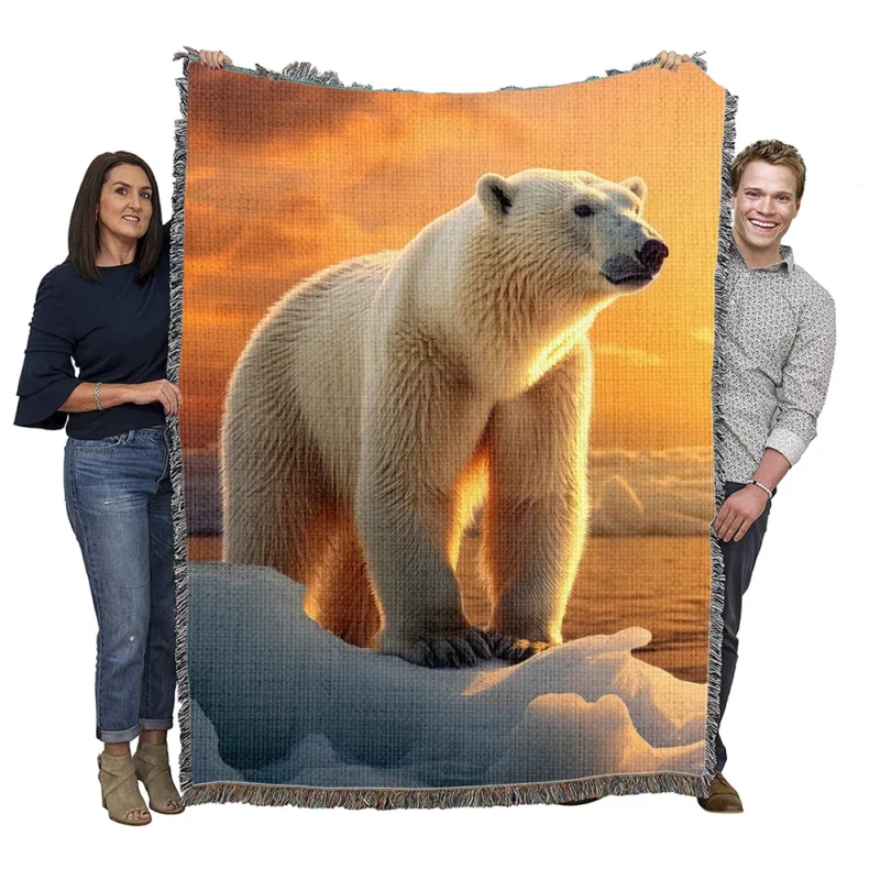 Polar Bear Portrait Woven Blanket