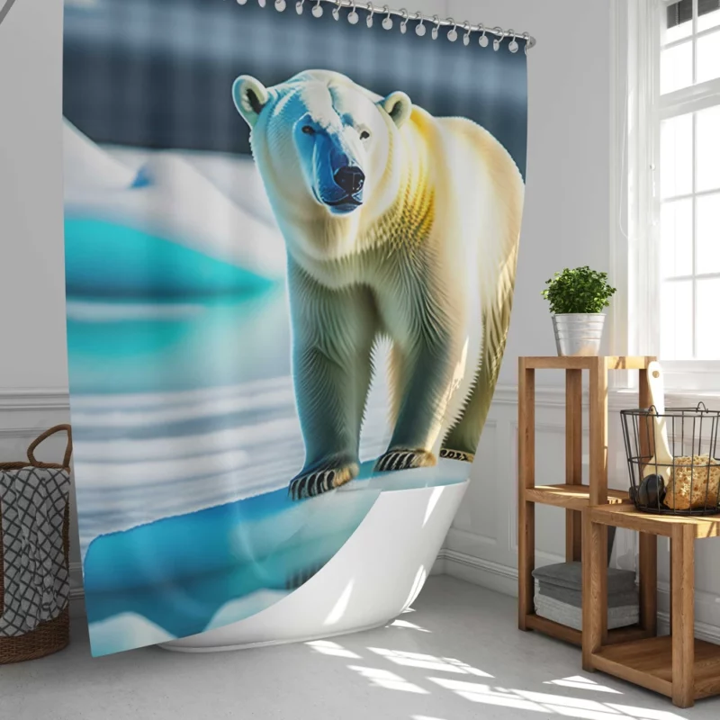 Polar Bear Surveying the Ice Shower Curtain