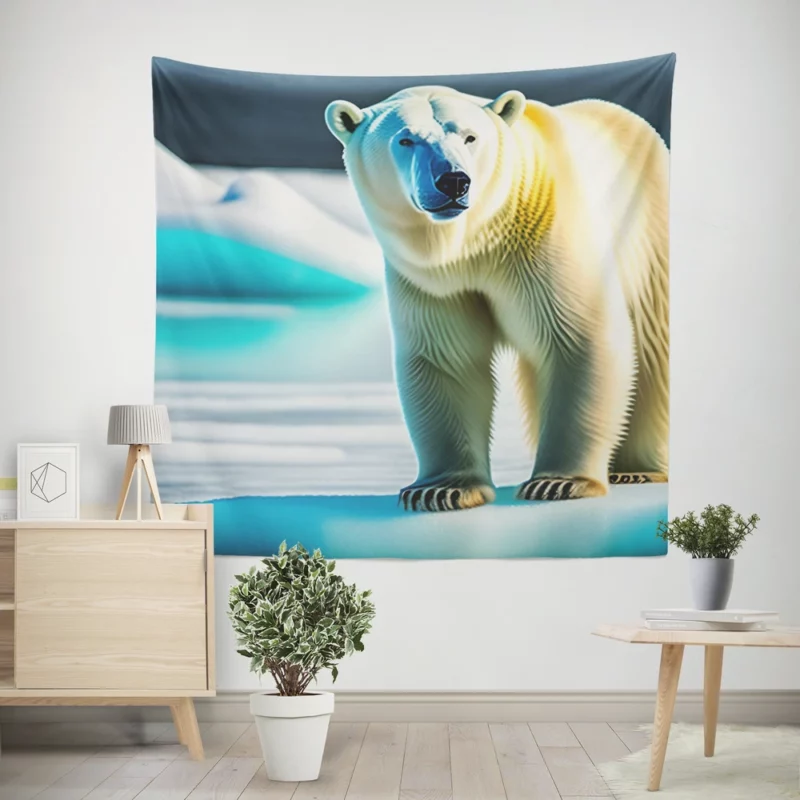 Polar Bear Surveying the Ice Wall Tapestry