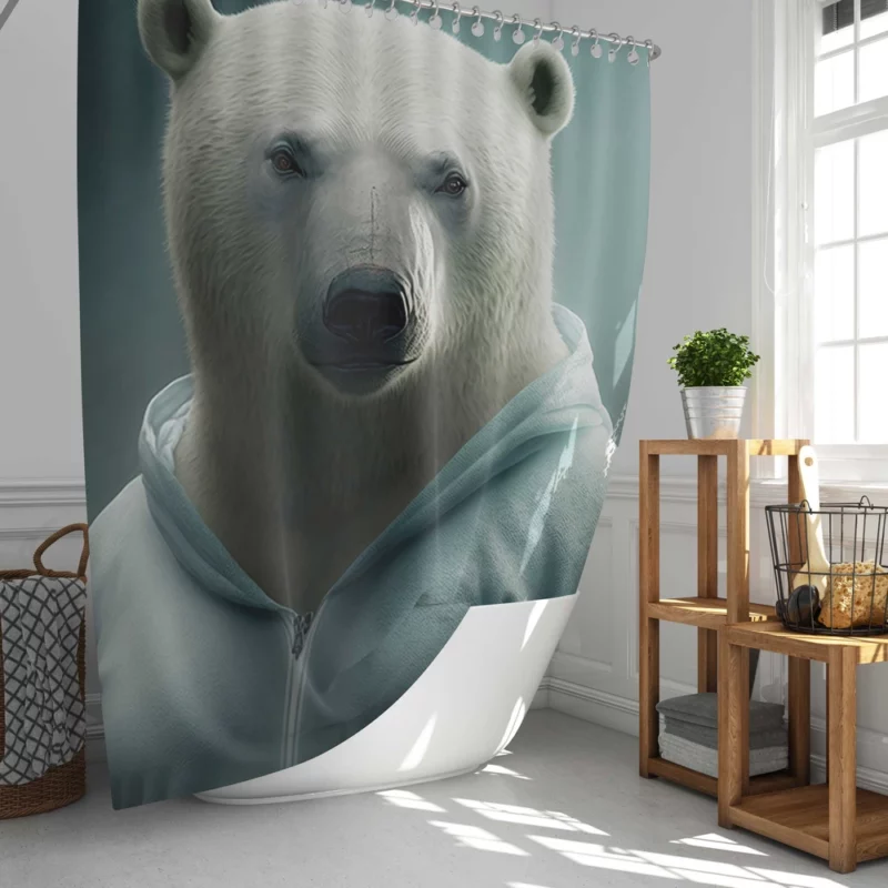 Polar Bear Wearing a Sweet Hoodie Shower Curtain