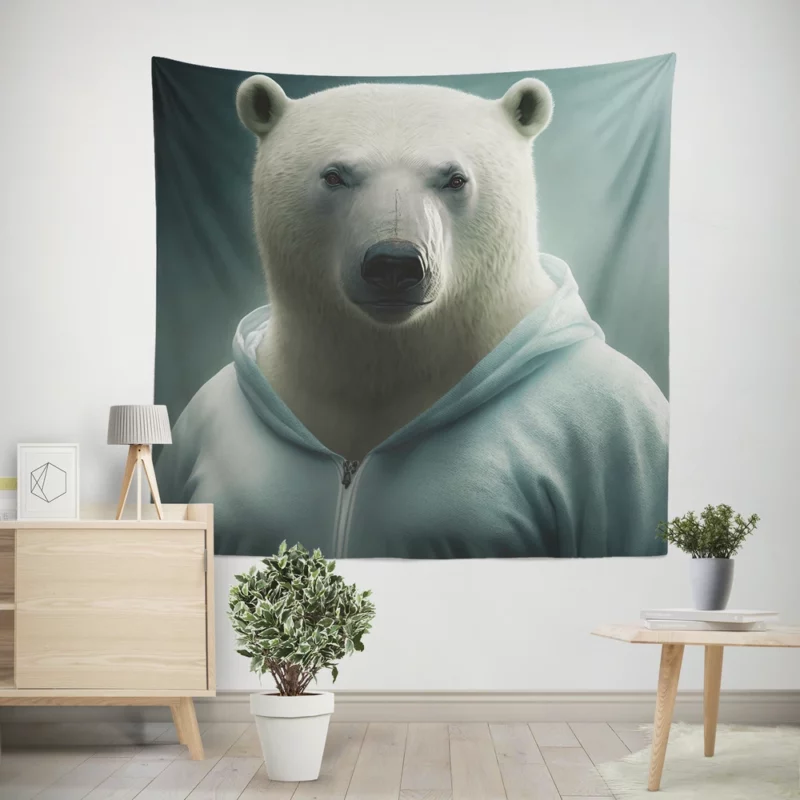 Polar Bear Wearing a Sweet Hoodie Wall Tapestry