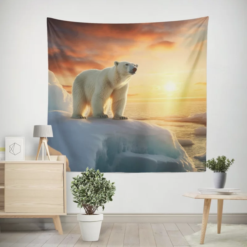 Polar Bear in the Arctic Tundra Wall Tapestry