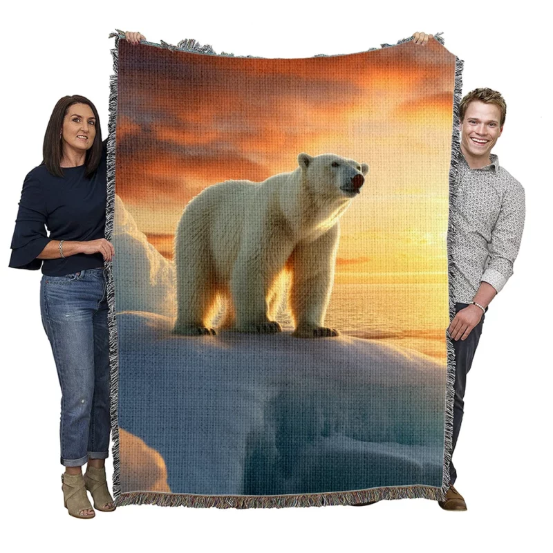 Polar Bear in the Arctic Tundra Woven Blanket