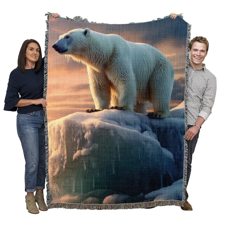 Polar Bear in the Arctic Woven Blanket