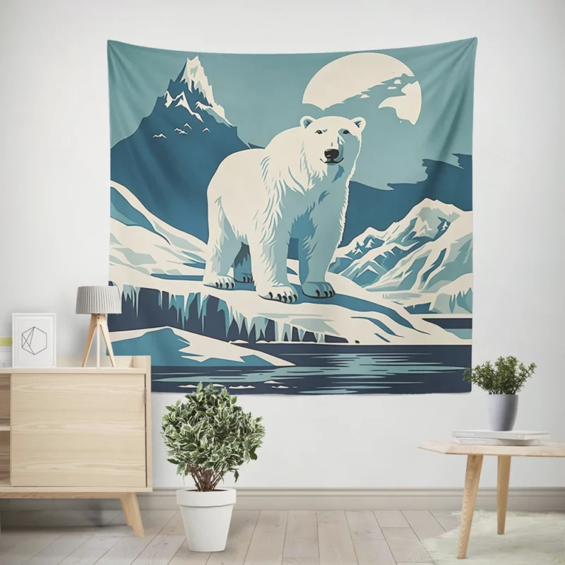 Polar Bear on Ice Floe Wall Tapestry